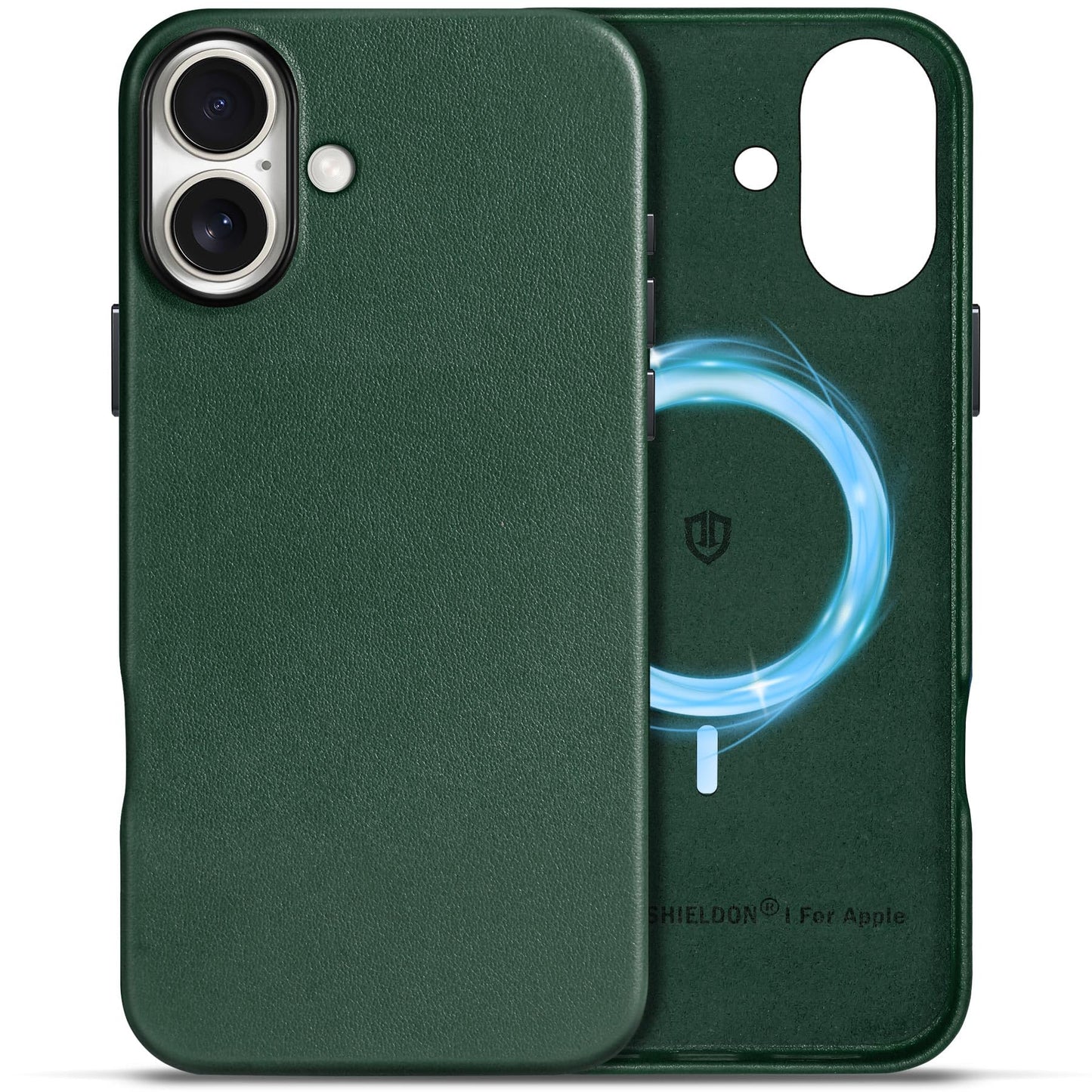 SHIELDON Case for iPhone 16 Pro 6.3" 2024, Genuine Leather, Magnetic Wireless Charging, Slim Fit, Non-Slip, Metal Button, Shockproof Protective Case Compatible with iPhone 16 Pro - Nappa Saddle Brown