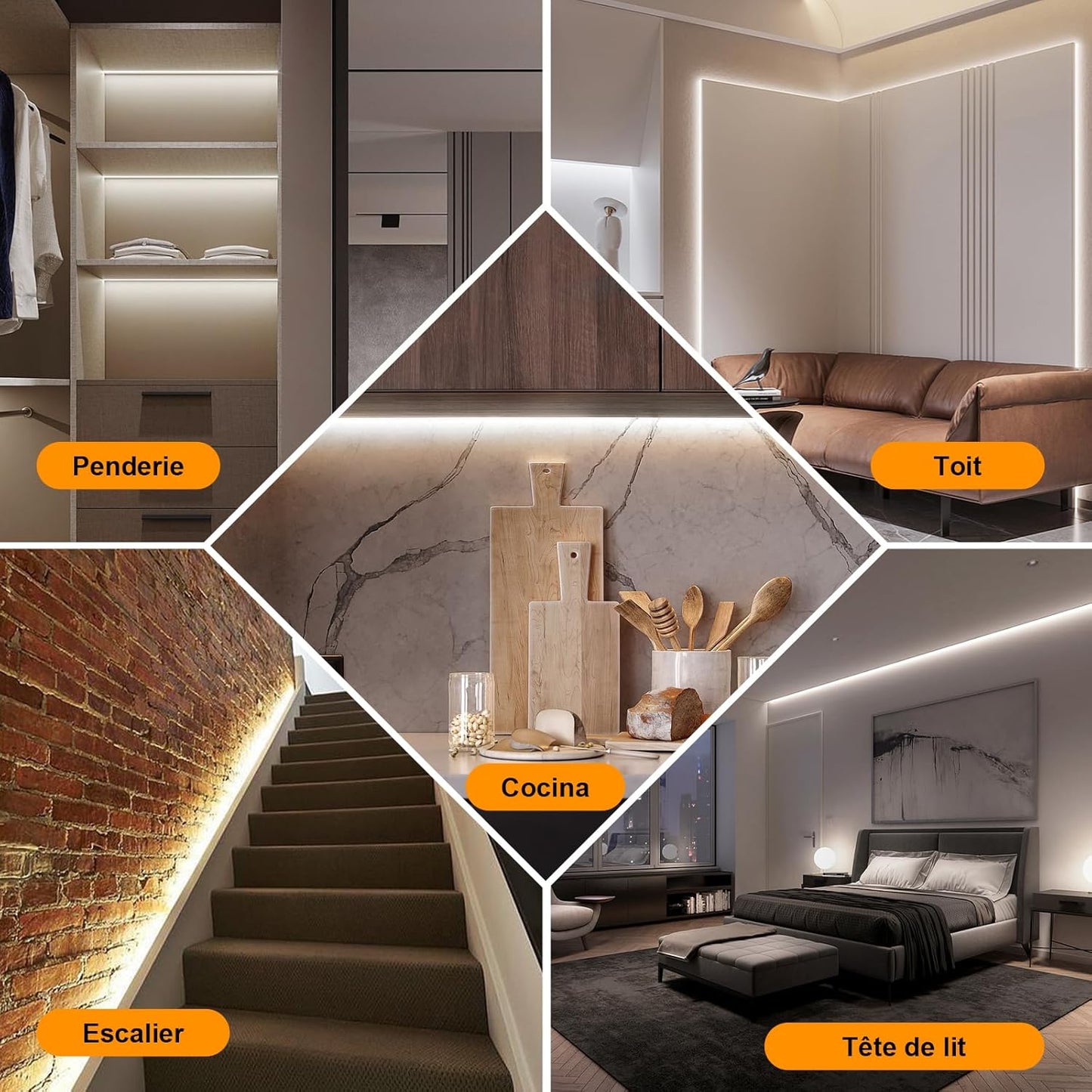 pcning COB LED Strip, 3 Metres, Self-Adhesive Cool White, Waterproof IP67, 3 m LED Strip Light, 230 V, Direct Connection with Plug (Cool White, 3)