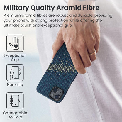 PITAKA Case Compatible with iPhone 15 Plus Aramid Fibre Ultra Thin Magnetic Protective Case with 3D Texture Feel Scratch-Resistant [MagEZ Case 4] Milky Way Galaxy