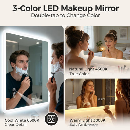 Oglinda de baie STARLEAD cu iluminare reglabila, Bluetooth, 70 x 120 cm, M3017 Madrid Silver
