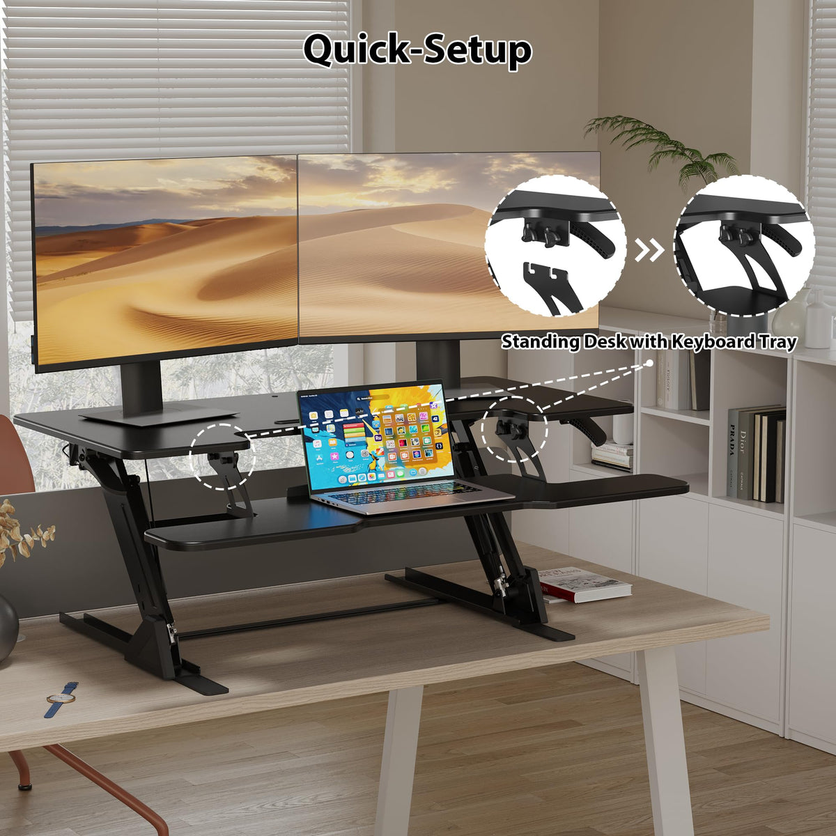 Birou reglabil BONTEC Standing Desk Converter 42 inch, negru