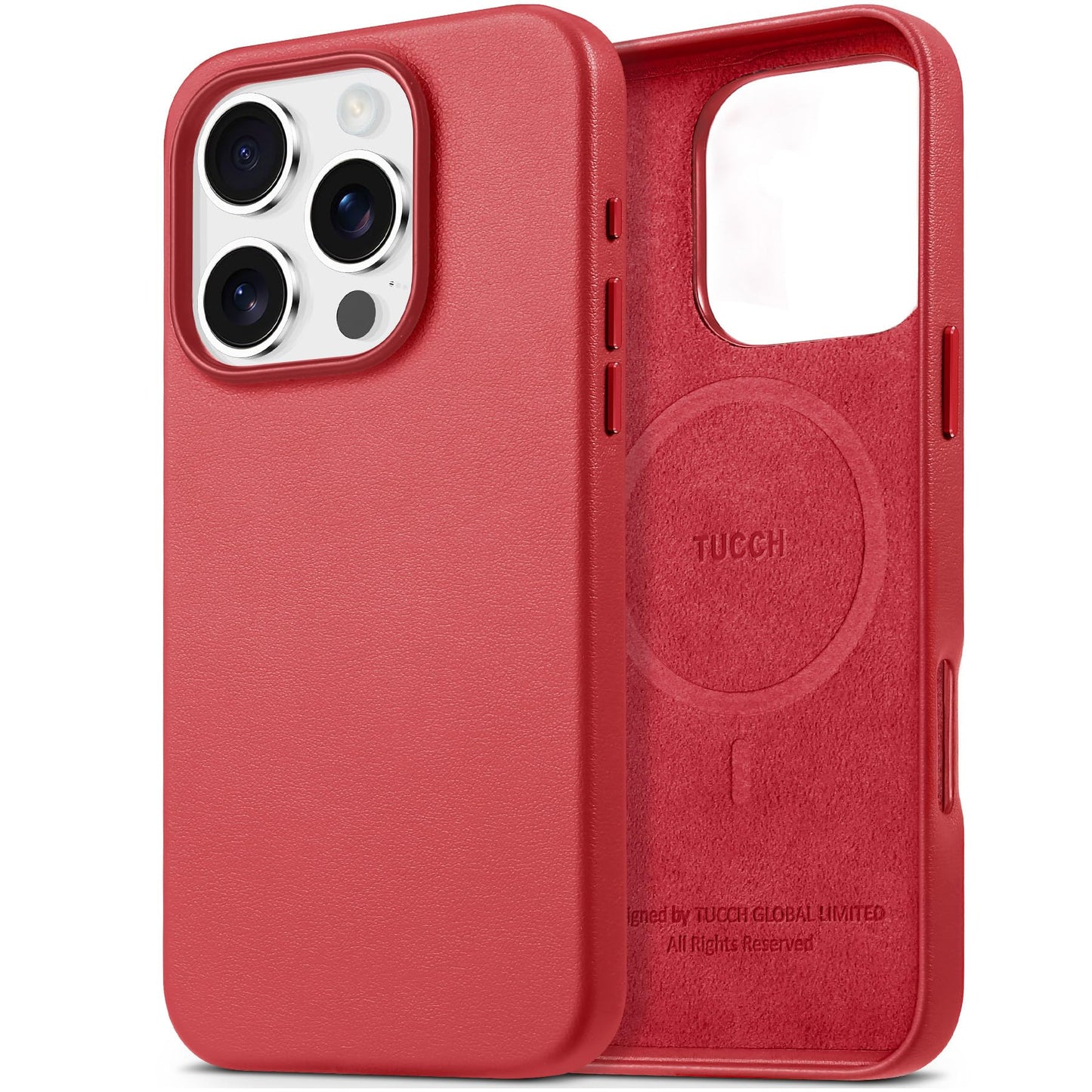 TUCCH Case for iPhone 16, [Magnetic Wireless Charging] Anti-Slip PU Leather Shockproof Phone Case, Slim Anti-Fingerprint Lightweight Protective Back Cover Compatible with iPhone 16 6.1" 2024, Black