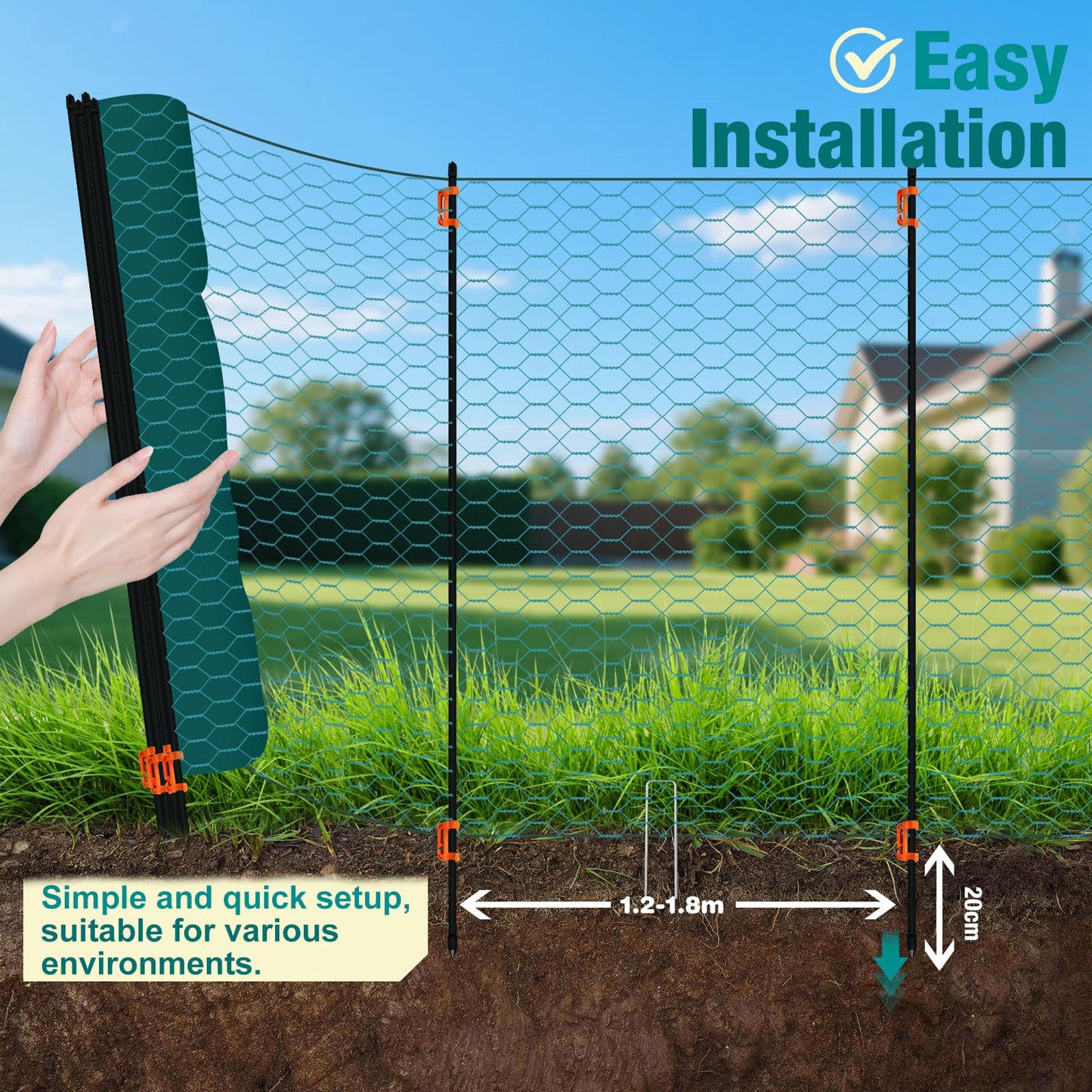 Gard mobil HIYI 120 cm plasa metalica PVC verde