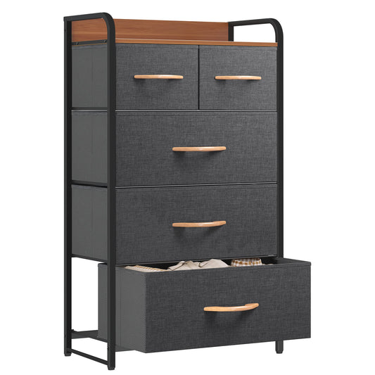 Comoda YITAHOME 5 sertare cadru metalic blat MDF 58x29x100 cm