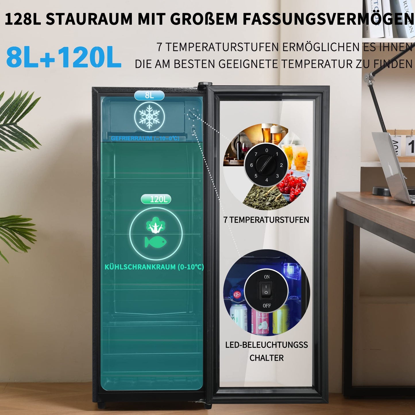 Frigider Merax 128 L Compresor silentios 43 dB 3 rafturi