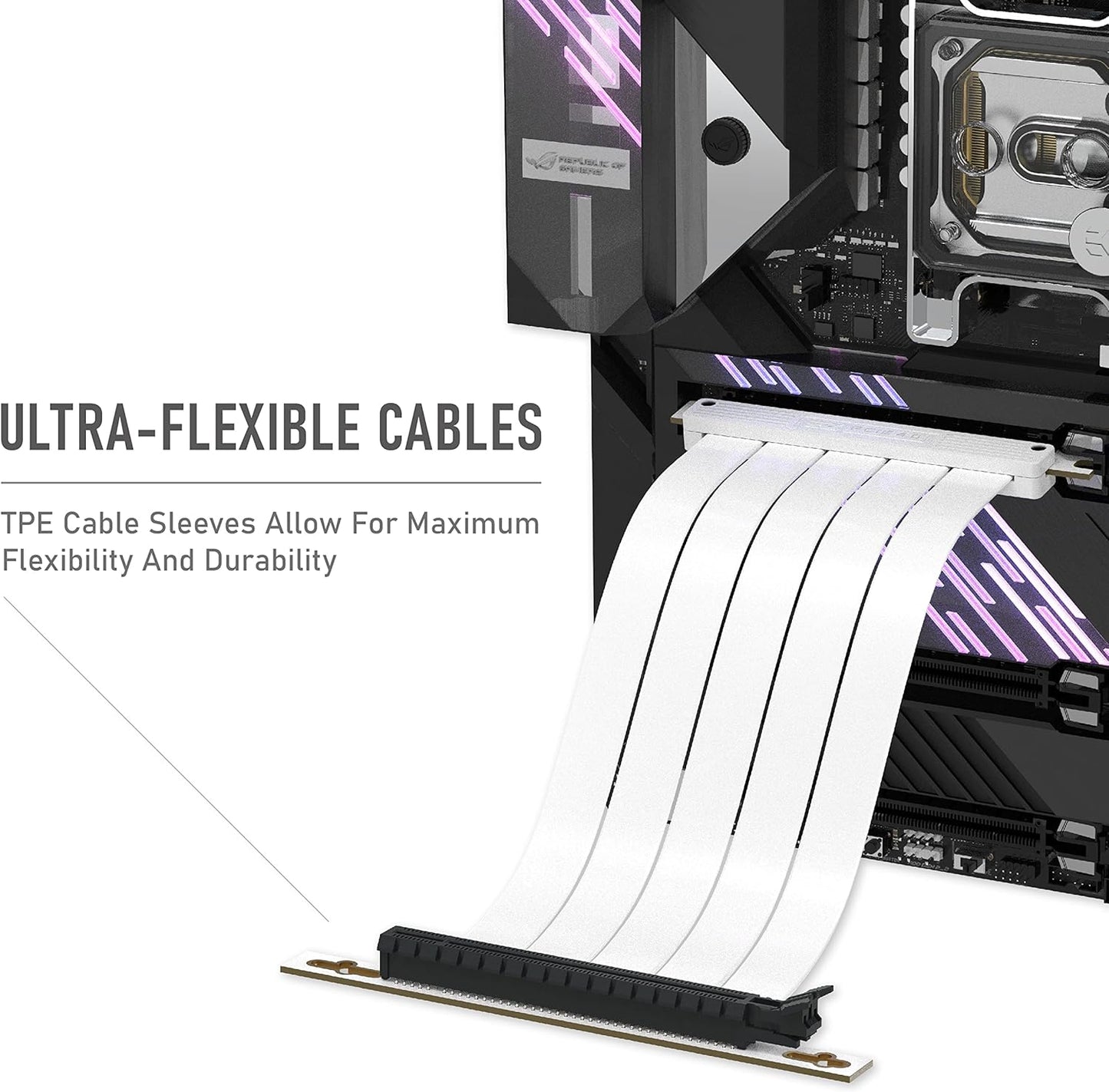 EZDIY-FAB PCIE Gen 4 16x Extreme Flexible, High Speed Riser Cable PCI Express 4.0 Port GPU Extension Card-Right Angle Connector, Supports RTX3090/3090ti/4080/4090 [7.87in/20cm]- White