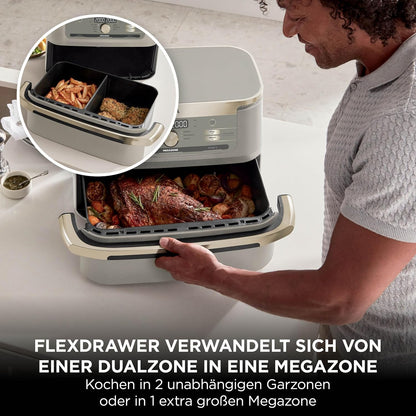 Friteuza cu aer cald Ninja Foodi FlexDrawer Dual Zone, 10.4 L, Stone-gold