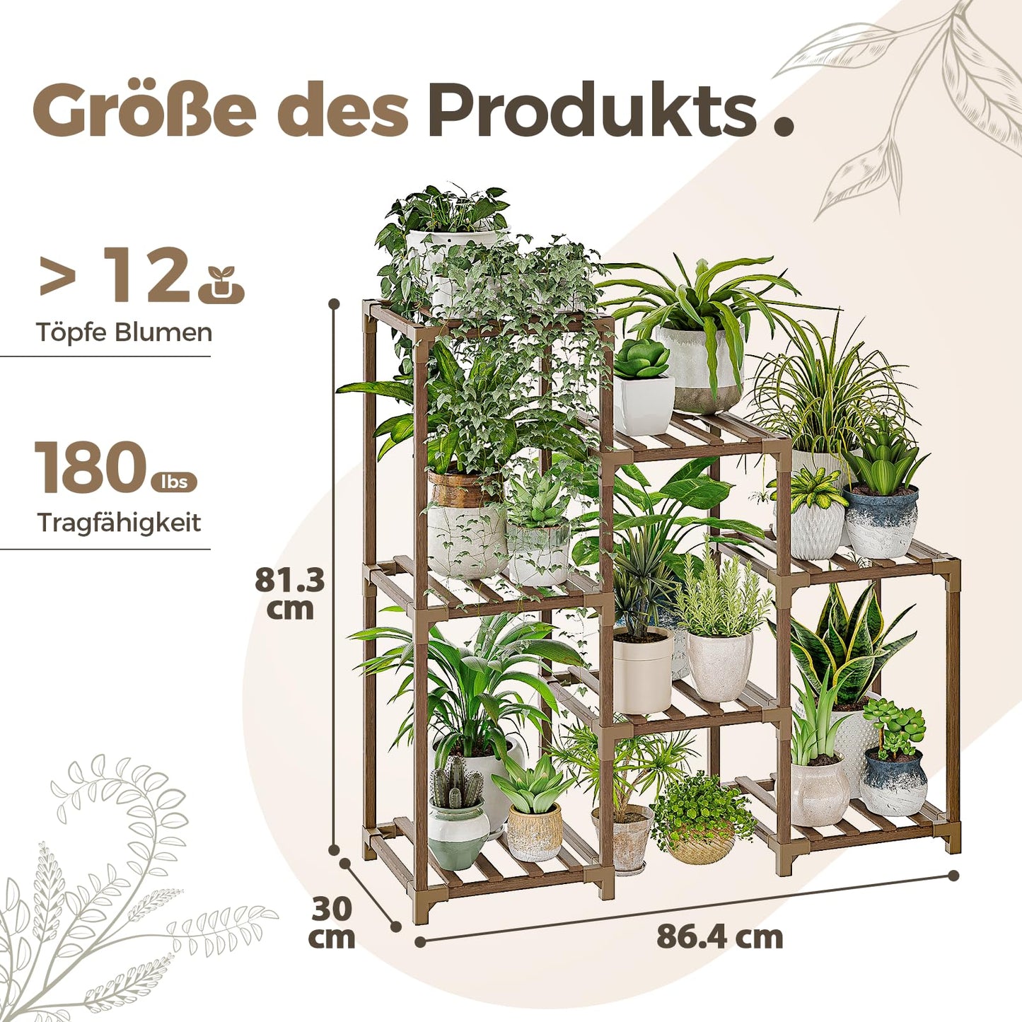 Suport plante Bamworld 7 niveluri lemn bambus pentru interior exterior