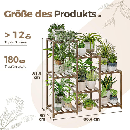 Suport plante Bamworld 7 niveluri lemn bambus pentru interior exterior