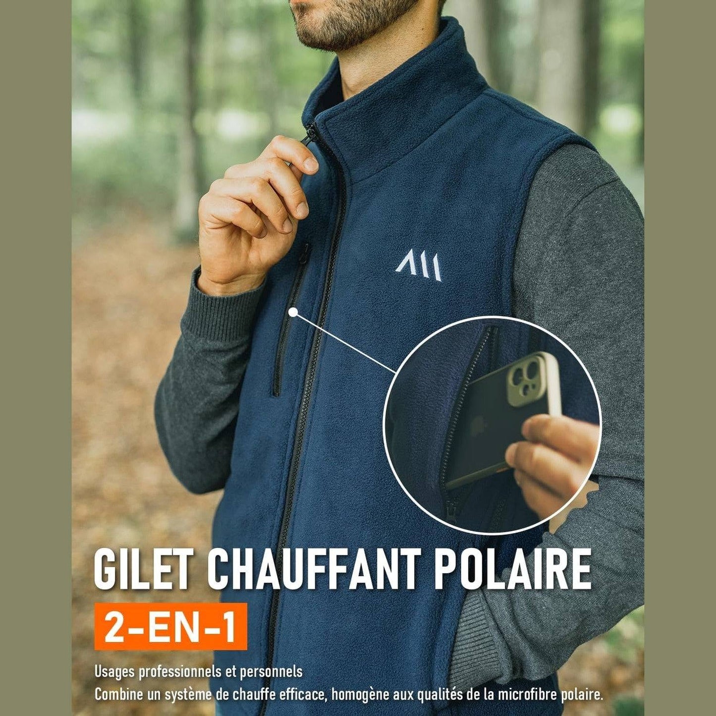 carwee Heated Fleece Vest Sleeveless with External Battery Included Fleece Jacket Electric 6 Heat Zones Warm Fleece Coat Winter for Motorcycle Hunting Hiking