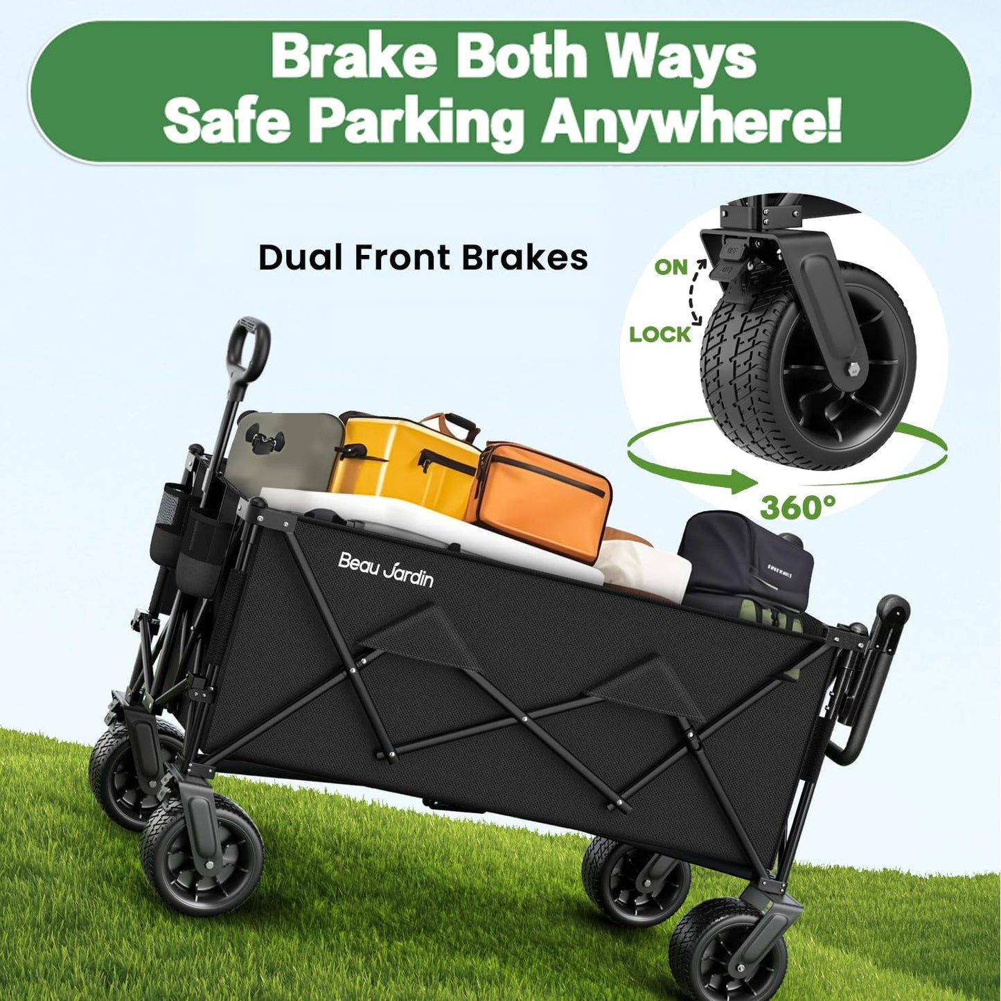 Carucior pliabil BEAU JARDIN AT0311 500 lbs roti all-terrain