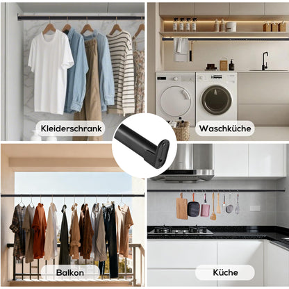 Suport haine Poskena extensibil 43-101 cm otel inoxidabil negru
