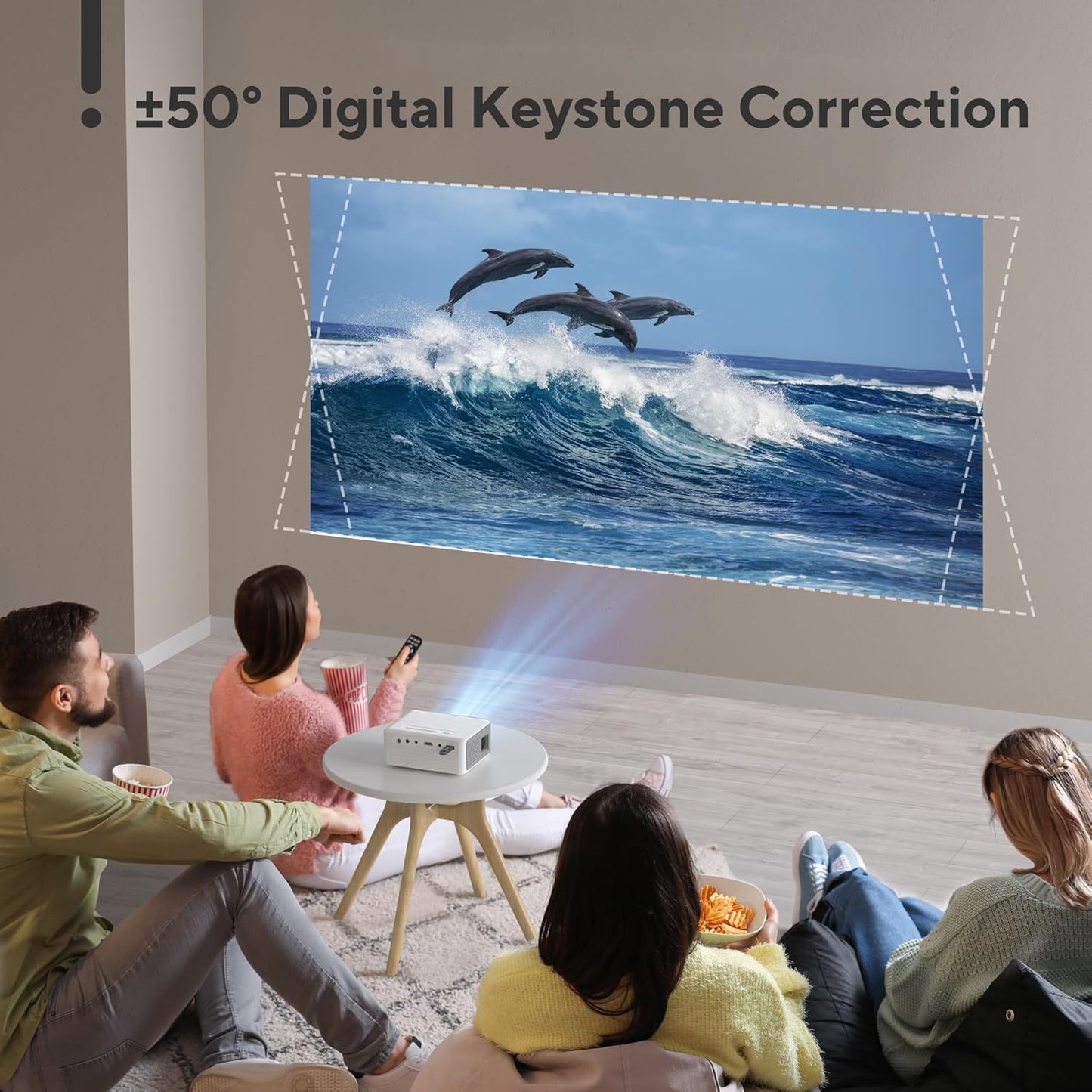 Mini Projector with WiFi and Bluetooth, AKIYO 2026 Upgraded Projector 1080P Support, 360° Rotating, Portable Projector for Home Theater/Outdoor, Compatible with iOS/Android/Laptop/PS5