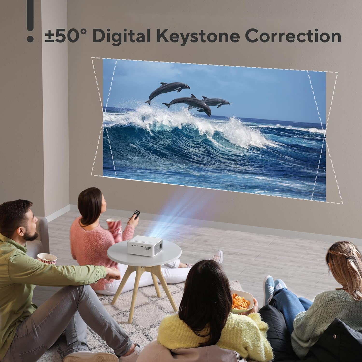 Mini Projector with WiFi and Bluetooth, AKIYO 2026 Upgraded Projector 1080P Support, 360° Rotating, Portable Projector for Home Theater/Outdoor, Compatible with iOS/Android/Laptop/PS5