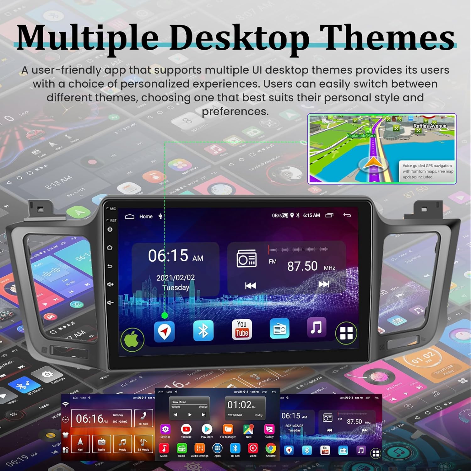 [2G+64G] Car Radio for Toyota RAV4 2013-2019 - 10.1 inch Touchscreen Android 13 Stereo - Wireless Carplay & Android Auto/Mirror Link/EQ/WiFi/GPS/SWC + AHD Backup Camera + Mic