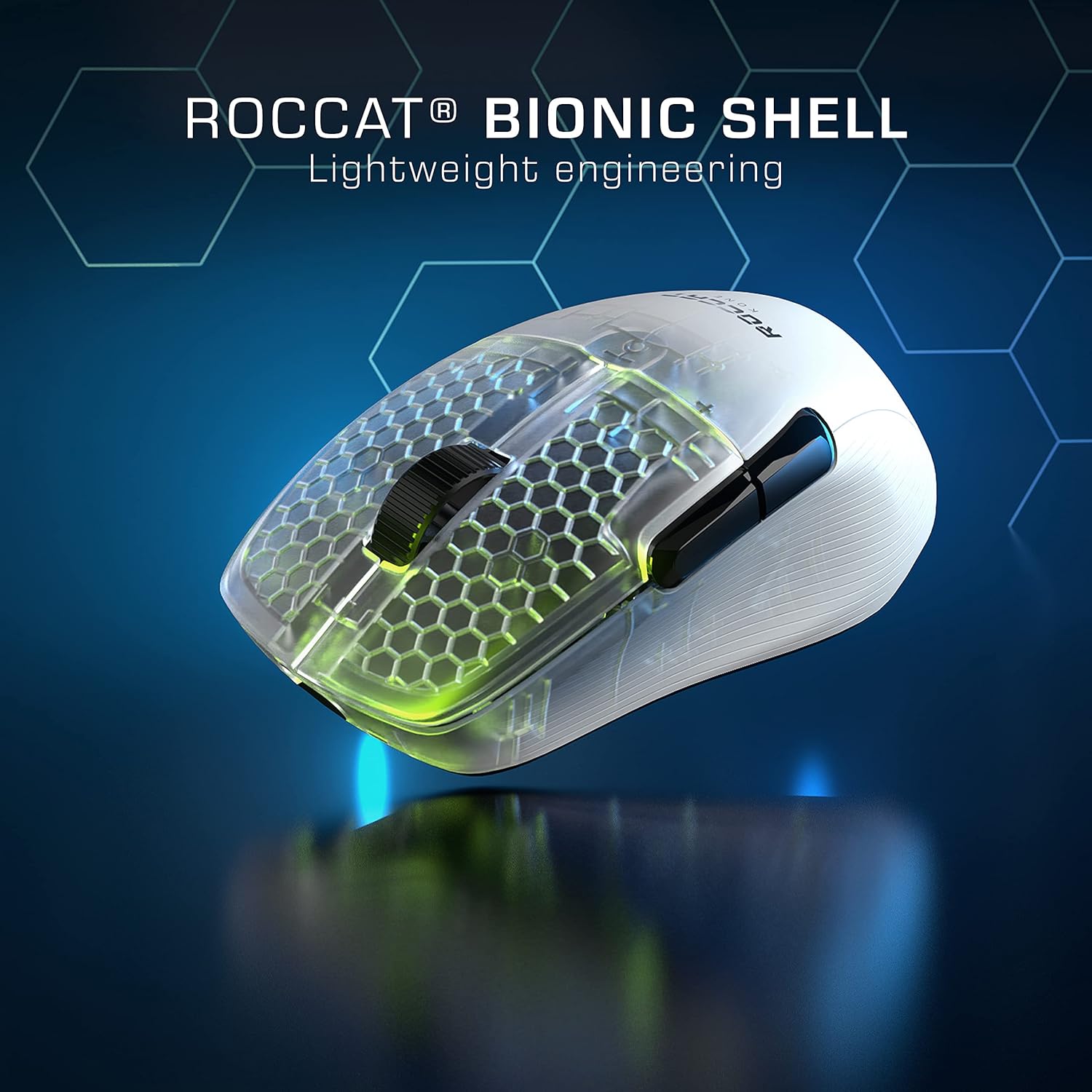ROCCAT Kone Pro Air Gaming PC Wireless Mouse, Bluetooth Ergonomic Performance Computer Mouse with 19K DPI Optical Sensor, AIMO RGB Lighting & Aluminum Scroll Wheel, 100+ Hour Battery Life, White