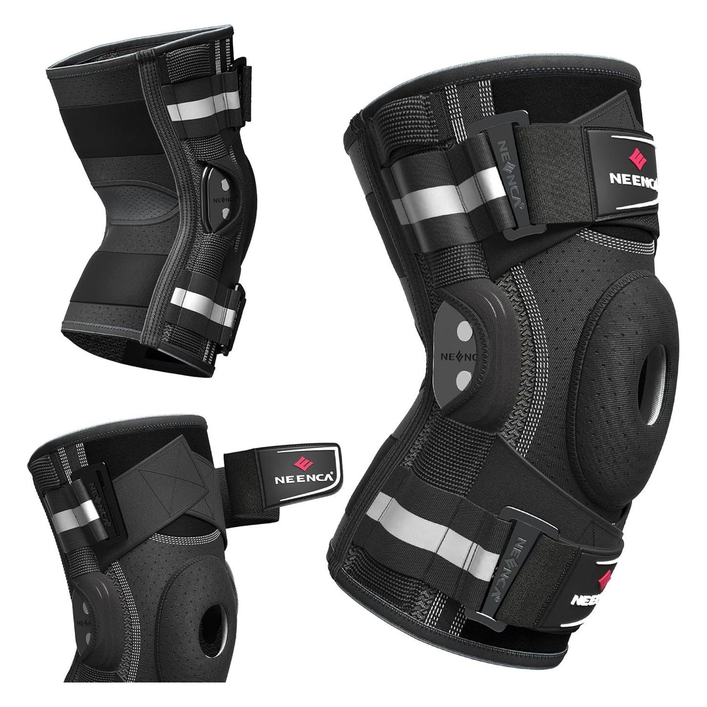 NEENCA Professional Knee Brace for Knee Pain, Hinged Knee Support with Patented X-Strap Fixing System, Strong Stability for Pain Relief, Arthritis, Meniscus Tear, ACL, PCL, MCL, Runner, Sport, Workout