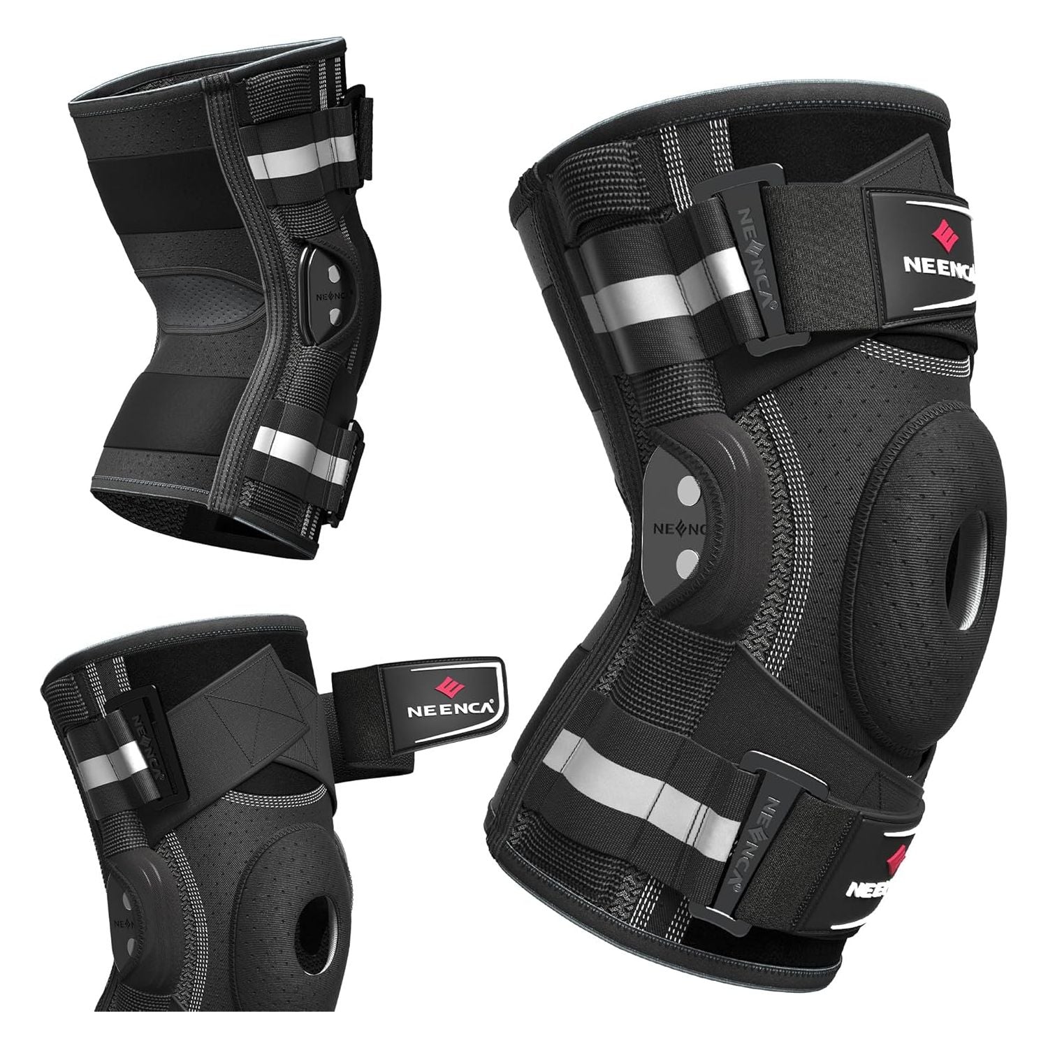 NEENCA Professional Knee Brace for Knee Pain, Hinged Knee Support with Patented X-Strap Fixing System, Strong Stability for Pain Relief, Arthritis, Meniscus Tear, ACL, PCL, MCL, Runner, Sport, Workout