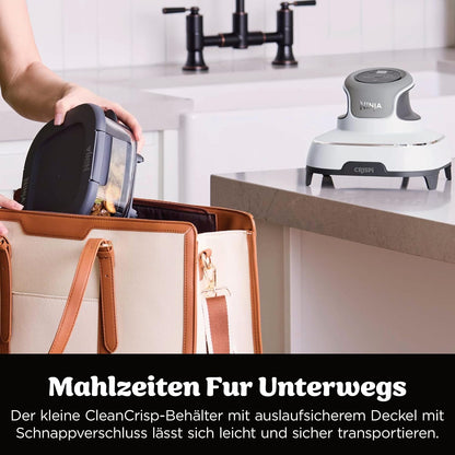 Friteuza cu aer cald portabila Ninja CRISPi, 3.8 L si 1.4 L, alba