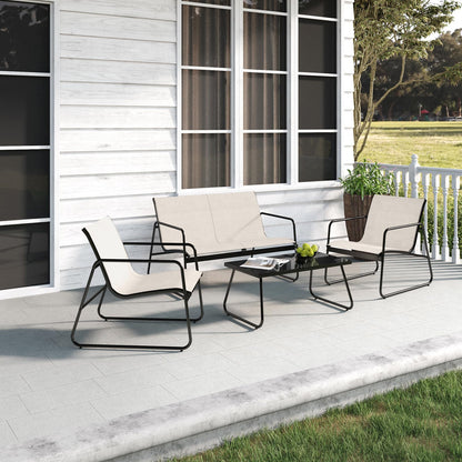 Set mobilier gradina Grand patio 4 piese, cadru otel, bej