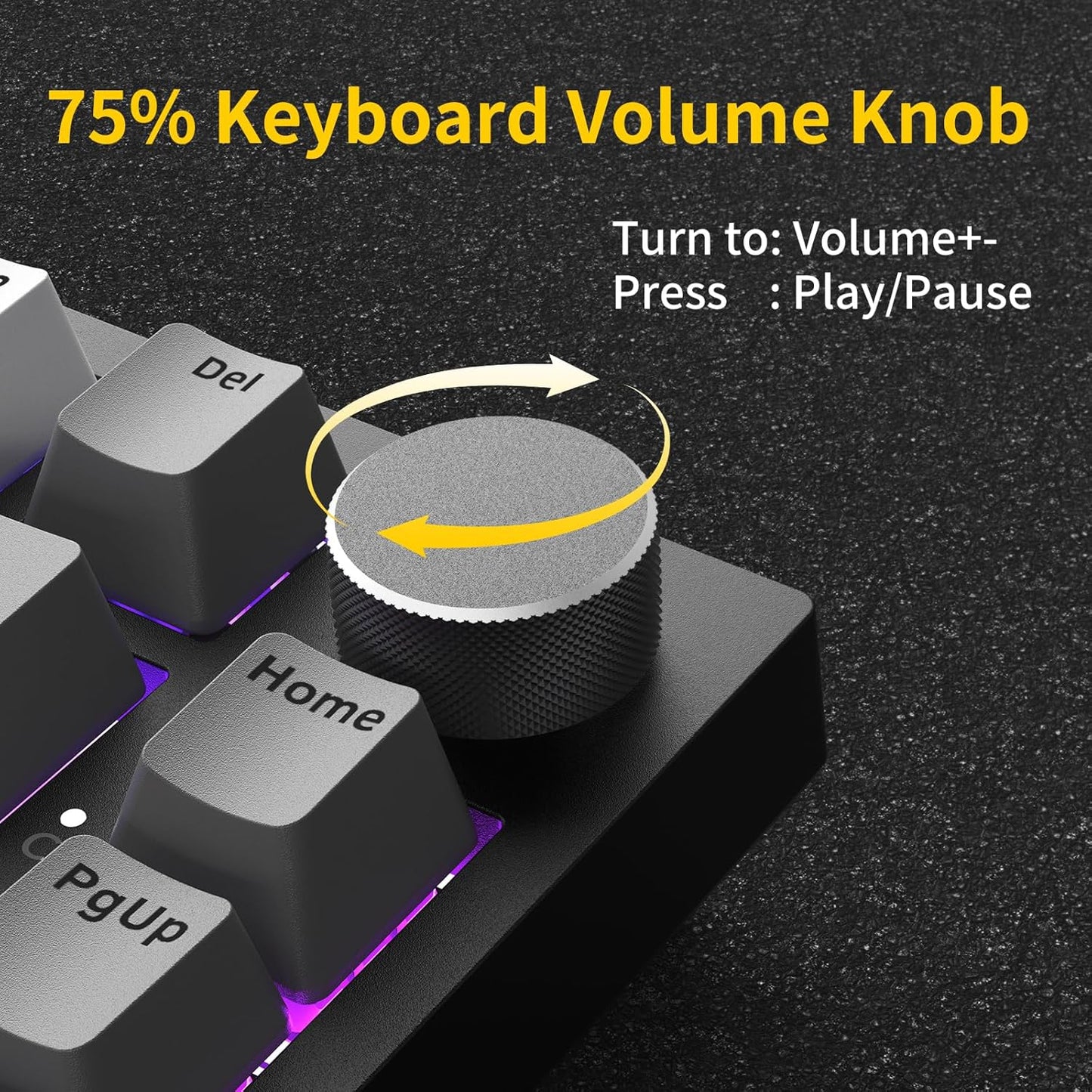 AK820 75% Wired RGB Gasket Mechanical Keyboard with Volume Knob, South Facing LED, Poron Foam, PBT Keycaps, Custom Programmable Hot-Swap Keyboard