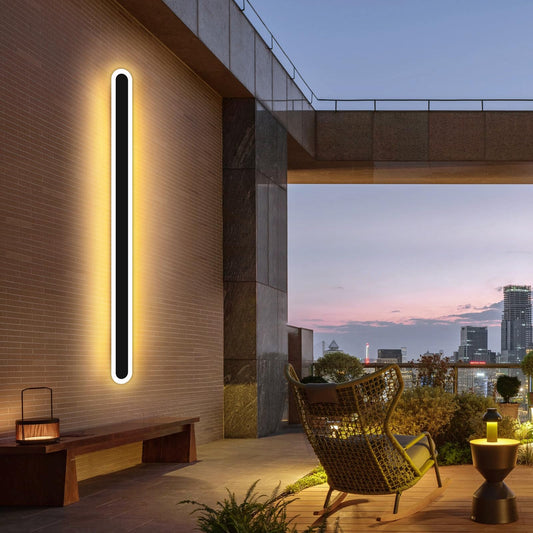 Aplica LED exterior 180 cm, reglabila, lumina tricolora 3000K/4500K/6000K cu functie memorie, montaj fix, ideala pentru gradina si fatade, negru