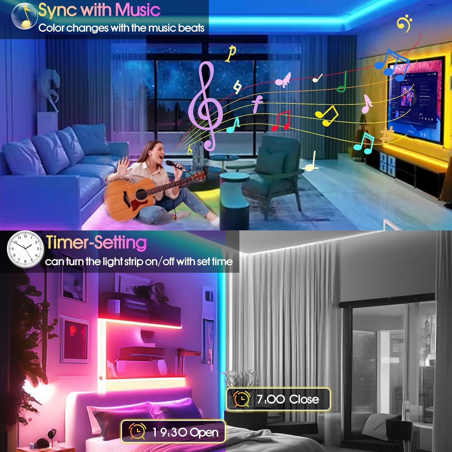 INDARUN RGBW Cob Led Strip Light 10m, 24V 8A 10m RGBW WiFi Led Strip Set with APP & Remote Control, 672LEDs/Meter Led Tape Light Kit for Home Decoration, Compatible with Alexa/Google Home