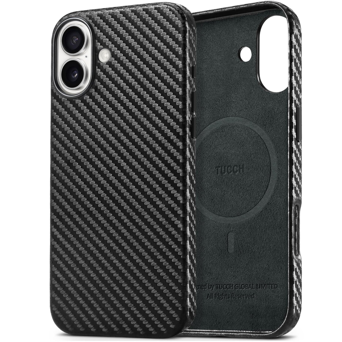 TUCCH Case for iPhone 16, [Magnetic Wireless Charging] Anti-Slip PU Leather Shockproof Phone Case, Slim Anti-Fingerprint Lightweight Protective Back Cover Compatible with iPhone 16 6.1" 2024, Black