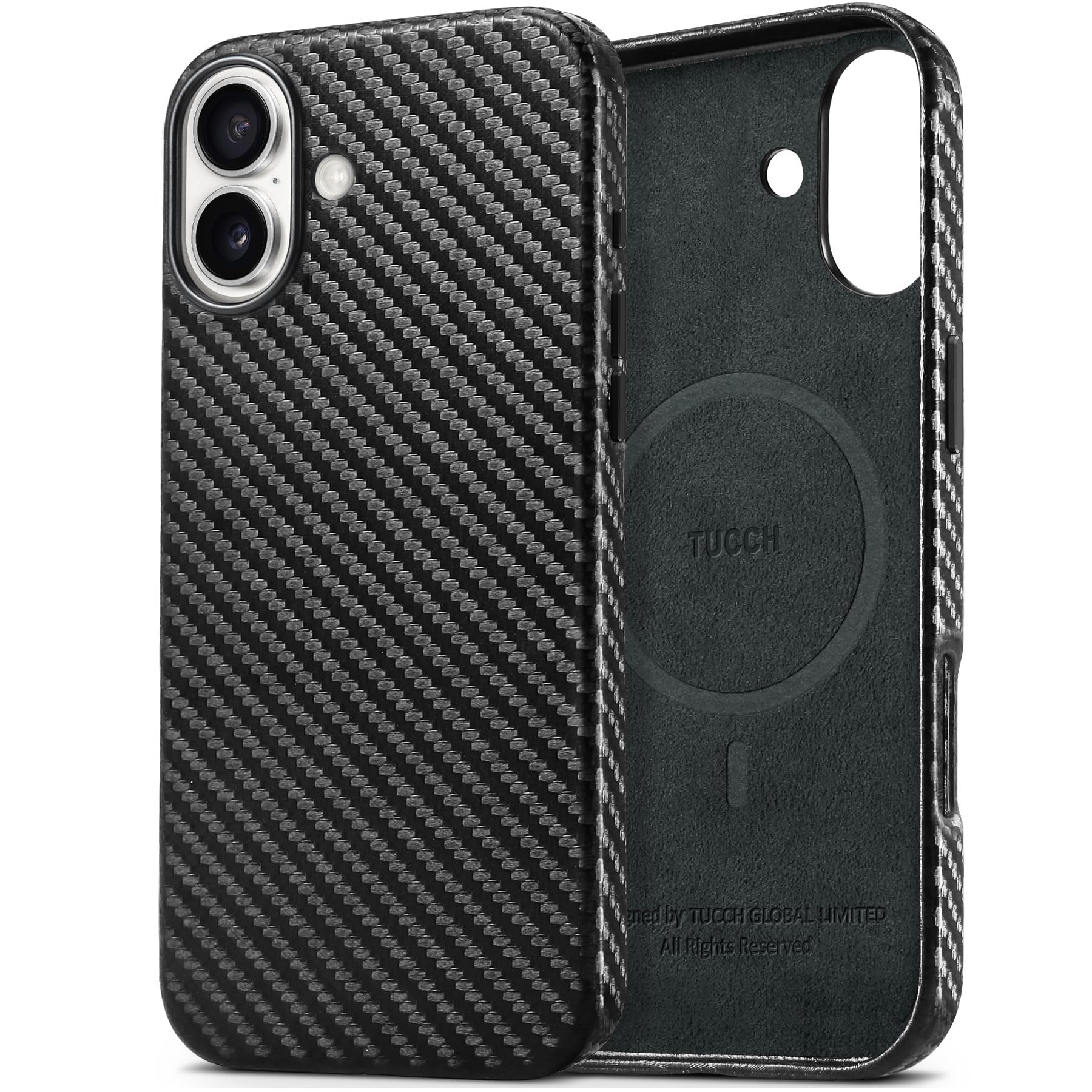 TUCCH Case for iPhone 16, [Magnetic Wireless Charging] Anti-Slip PU Leather Shockproof Phone Case, Slim Anti-Fingerprint Lightweight Protective Back Cover Compatible with iPhone 16 6.1" 2024, Black