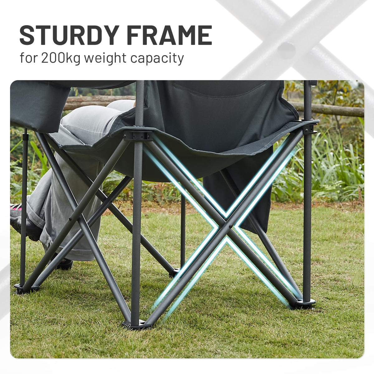 Set 2 Scaune camping TIMBER RIDGE 2 buc 200 kg sezut lat 63 cm
