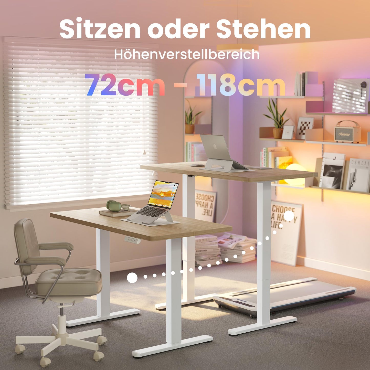 Birou reglabil HUANUO MSESD202N-80A-EU electric, 4 memorii, 80x48 cm
