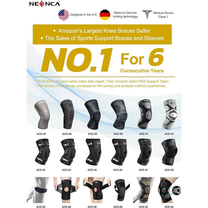 NEENCA Knee Brace for Women & Men, Medical Knee Support with Patella Pad & Side Stabilizers, Knee Compression Sleeve for Knee Pain, Meniscus Tear, ACL, Joint Pain, Runner, Workout - FSA/HSA Eligible
