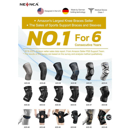 NEENCA Professional Knee Brace for Knee Pain, Hinged Knee Support with Patented X-Strap Fixing System, Strong Stability for Pain Relief, Arthritis, Meniscus Tear, ACL, PCL, MCL, Runner, Sport, Workout