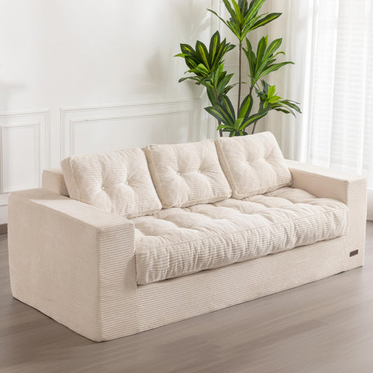 Canapea MAXYOYO 3 Seater Corduroy 190 cm, cu brate si tufting