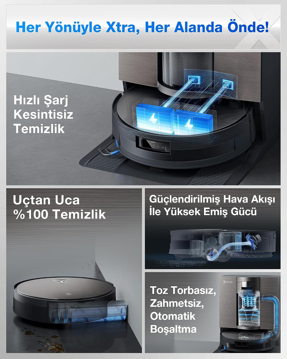 Aspirator robot ECOVACS X11 OmniCyclone cu mop si tehnologie BLAST, negru-maro