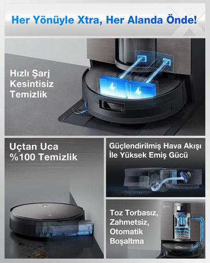 Aspirator robot ECOVACS X11 OmniCyclone cu mop si tehnologie BLAST, negru-maro