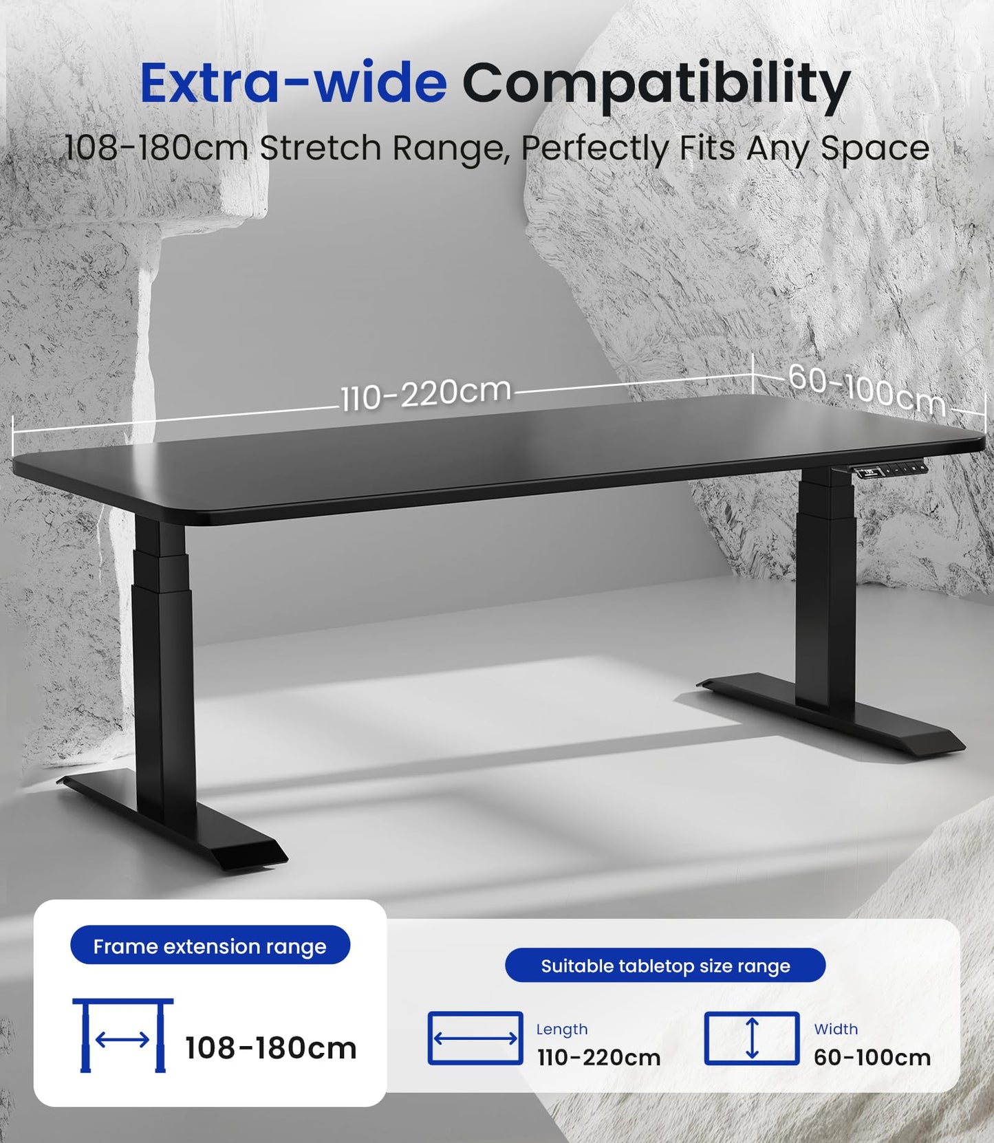 Birou MAIDeSITe T2 Pro Max reglabil electric 65-135 cm, 160 kg
