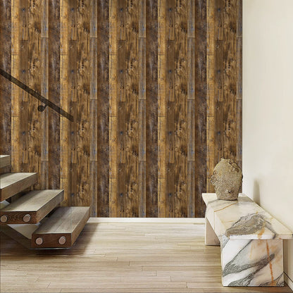 Tapet autoadeziv Abyssaly Wood Panel Wallpaper 90x300 cm impermeabil