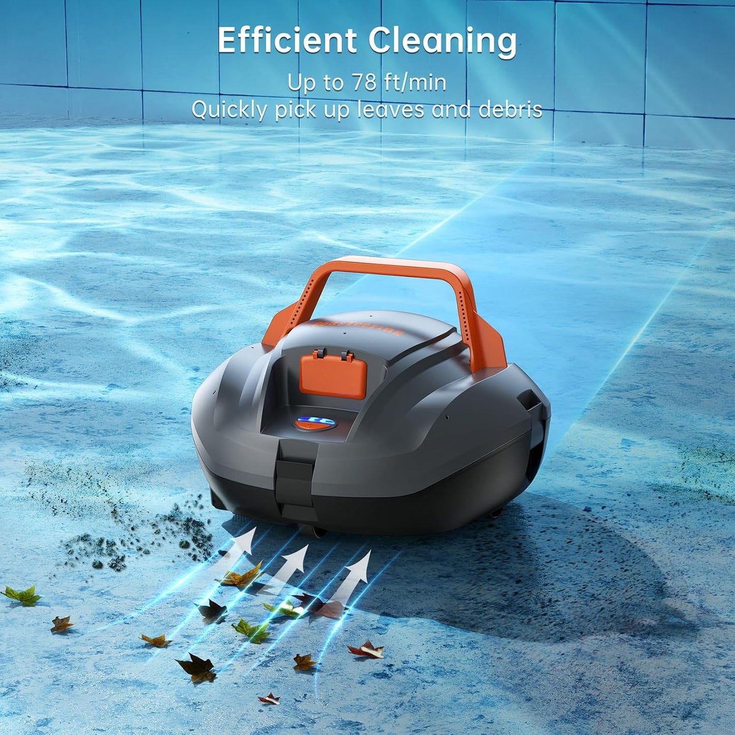 CoasTeering Pool Robot, 100 Minutes Strong Cleaning Power, Pool Vacuum Cleaner Battery with Dual Drive Motors, Self-Parking, One-Touch Start, Wireless Pool Robot for Pools up to 80 m² Floor Area