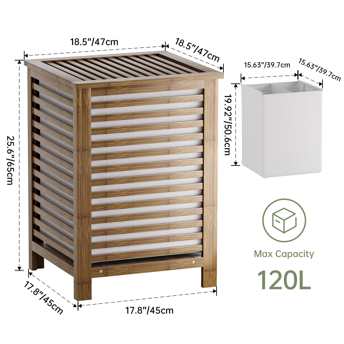 Cos rufe SMIBUY S-BLB-WL001 120L bambus cu 2 compartimente