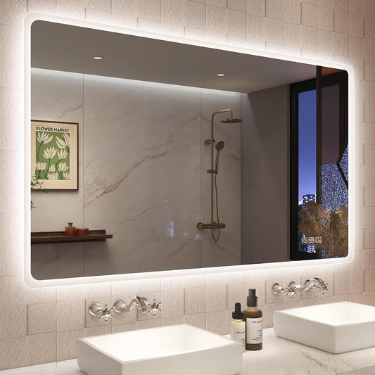 Oglinda de baie STARLEAD cu iluminare reglabila, Bluetooth, 70 x 120 cm, M3017 Madrid Silver