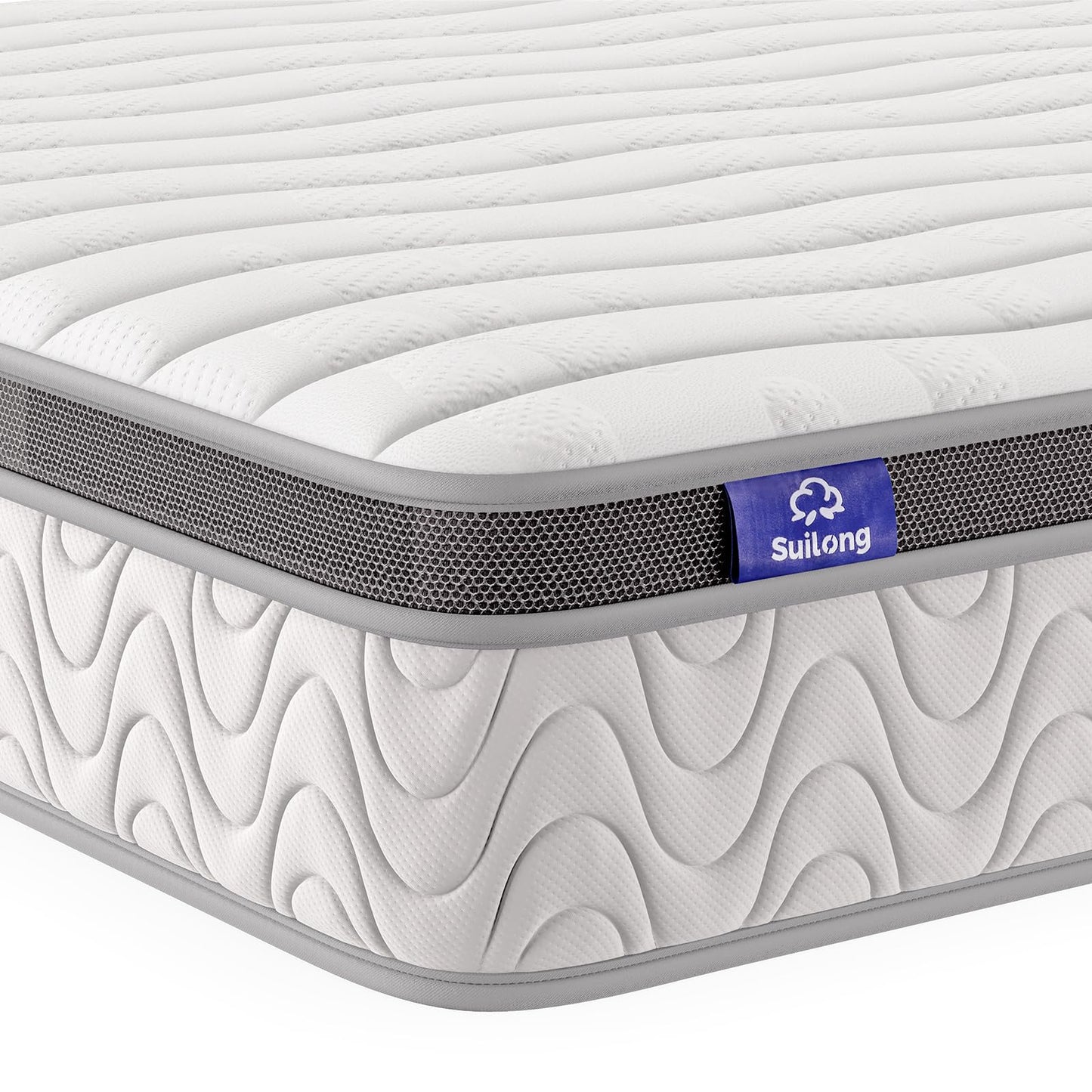 Saltea cu arcuri impachetate si spuma de memorie SuiLong 180x200cm, 7-Zone, Fermitate H3-H4