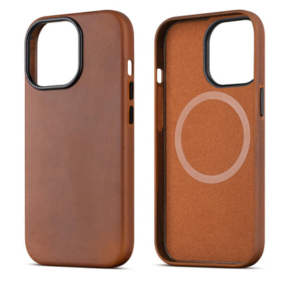 maogoam for iPhone 13 Pro Max Case Leather, Genuine Crazy Horse Leather Case for iPhone 13 Pro Max 6.7",Compatible with MagSafe, Indiana-Jones Style, Black