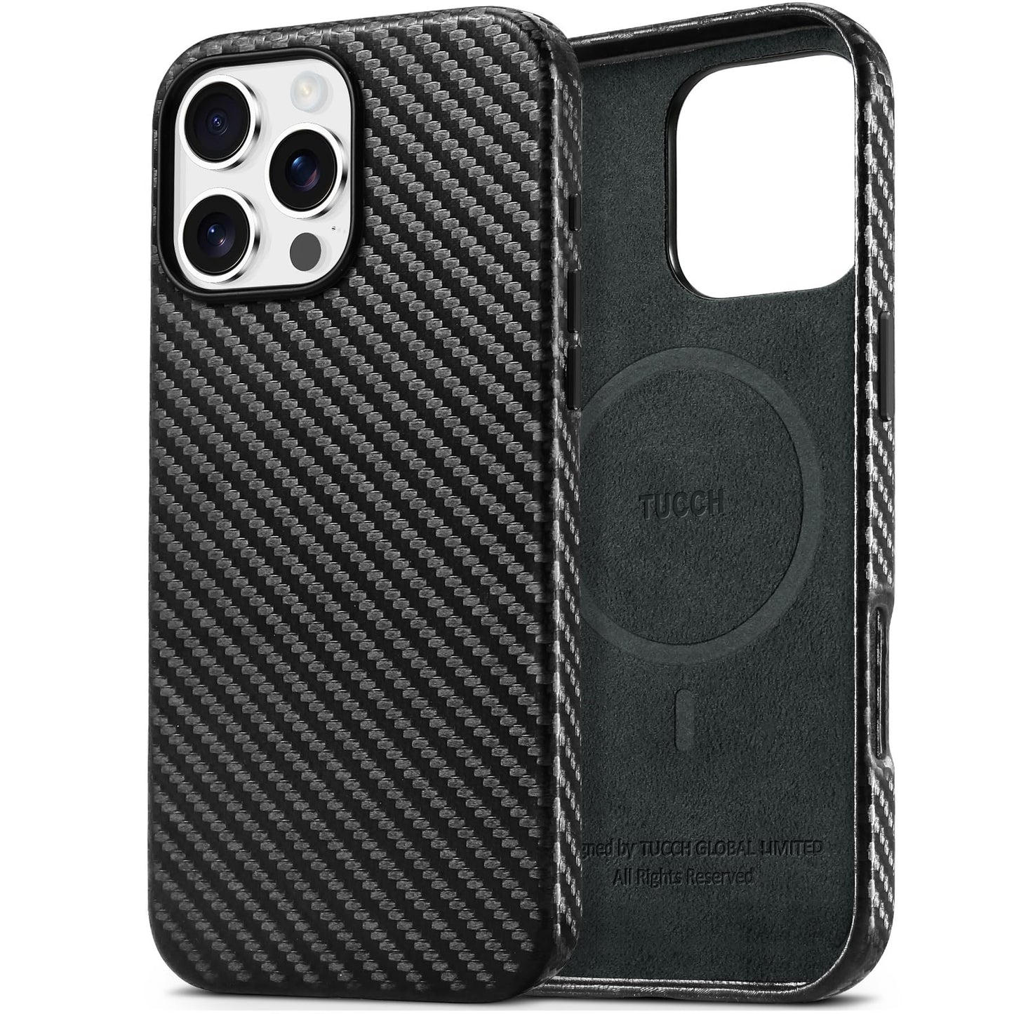 TUCCH Case for iPhone 16, [Magnetic Wireless Charging] Anti-Slip PU Leather Shockproof Phone Case, Slim Anti-Fingerprint Lightweight Protective Back Cover Compatible with iPhone 16 6.1" 2024, Black