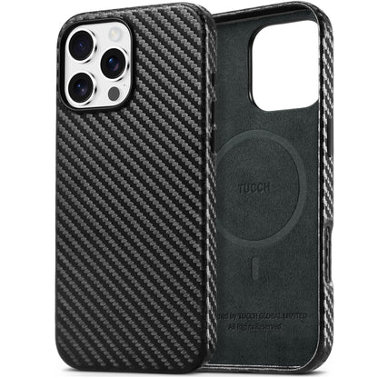 TUCCH Case for iPhone 16, [Magnetic Wireless Charging] Anti-Slip PU Leather Shockproof Phone Case, Slim Anti-Fingerprint Lightweight Protective Back Cover Compatible with iPhone 16 6.1" 2024, Black