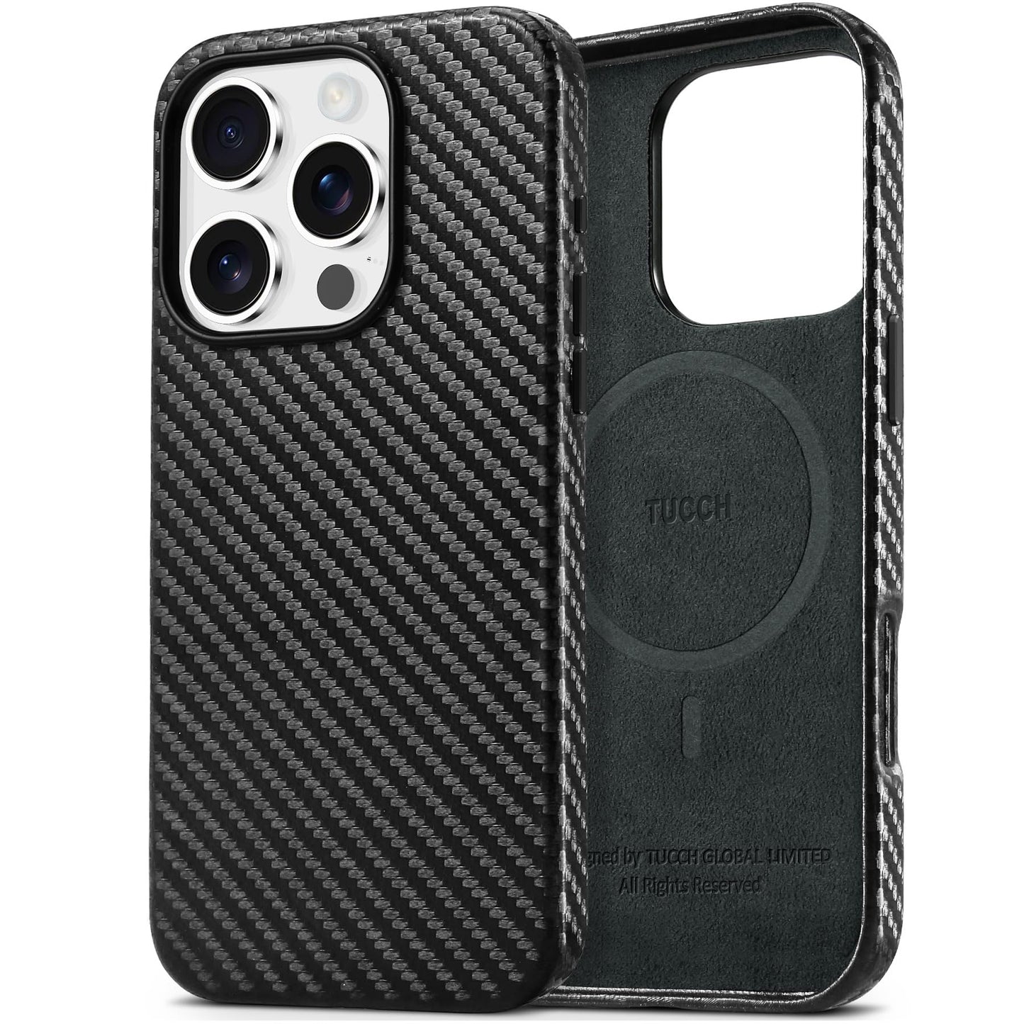 TUCCH Case for iPhone 16, [Magnetic Wireless Charging] Anti-Slip PU Leather Shockproof Phone Case, Slim Anti-Fingerprint Lightweight Protective Back Cover Compatible with iPhone 16 6.1" 2024, Black