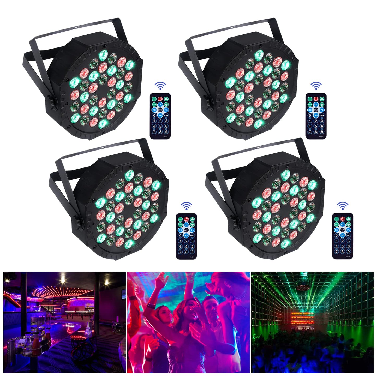 Lumini disco AIMKAP NO RGB 36 LED 3600 lumeni, pachet 2