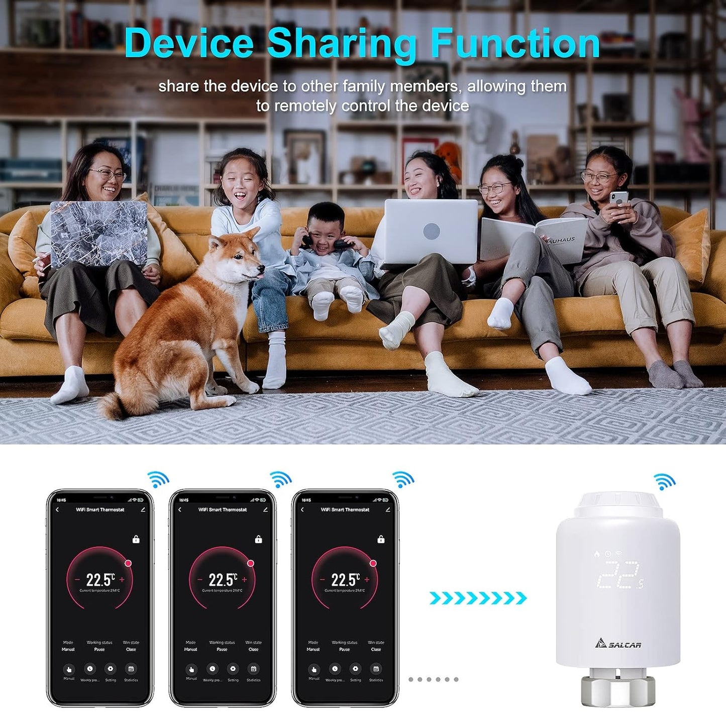 SALCAR Smart Radiator Thermostat WiFi Thermostat Compatible with Amazon Alexa & Google Assistant Programmable Heating Thermostat Tuya Radiator No Gateway Required