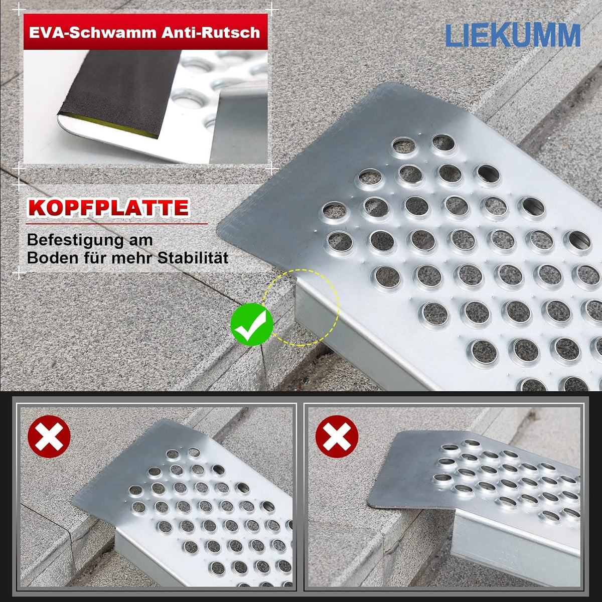 Set 2 rampe LIEKUMM din otel, 120 cm, capacitate 600 kg, inaltime utilizare max. 48 cm