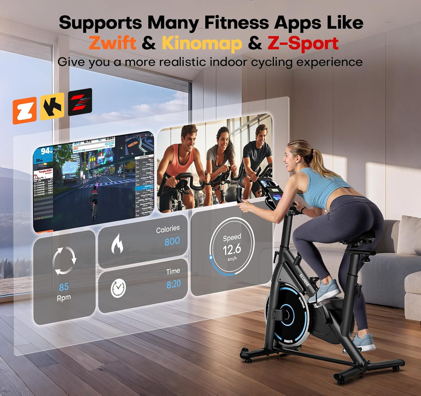 Exercise Bike, Adjustable Magnetic Resistance Spin Bikes Equipment for Home Use, Stationary Bike App Compatible with Digital Monitor, Upgraded Seat Cushion, 180KG Weight Capacity